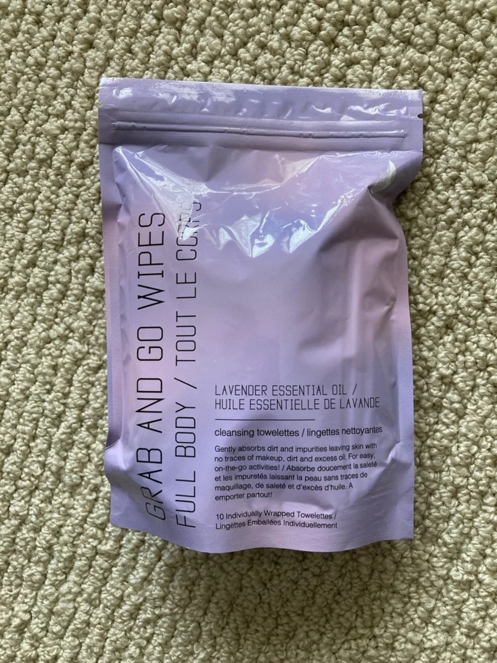 Grab And Go Wipes Pack - Lavender Cleansing Towelettes NEW PC